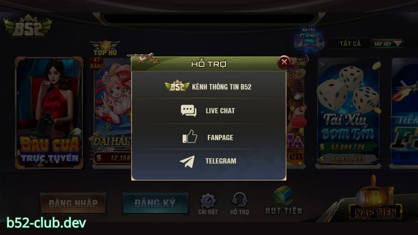 Các kênh cskh tại cổng game B52 CLUB