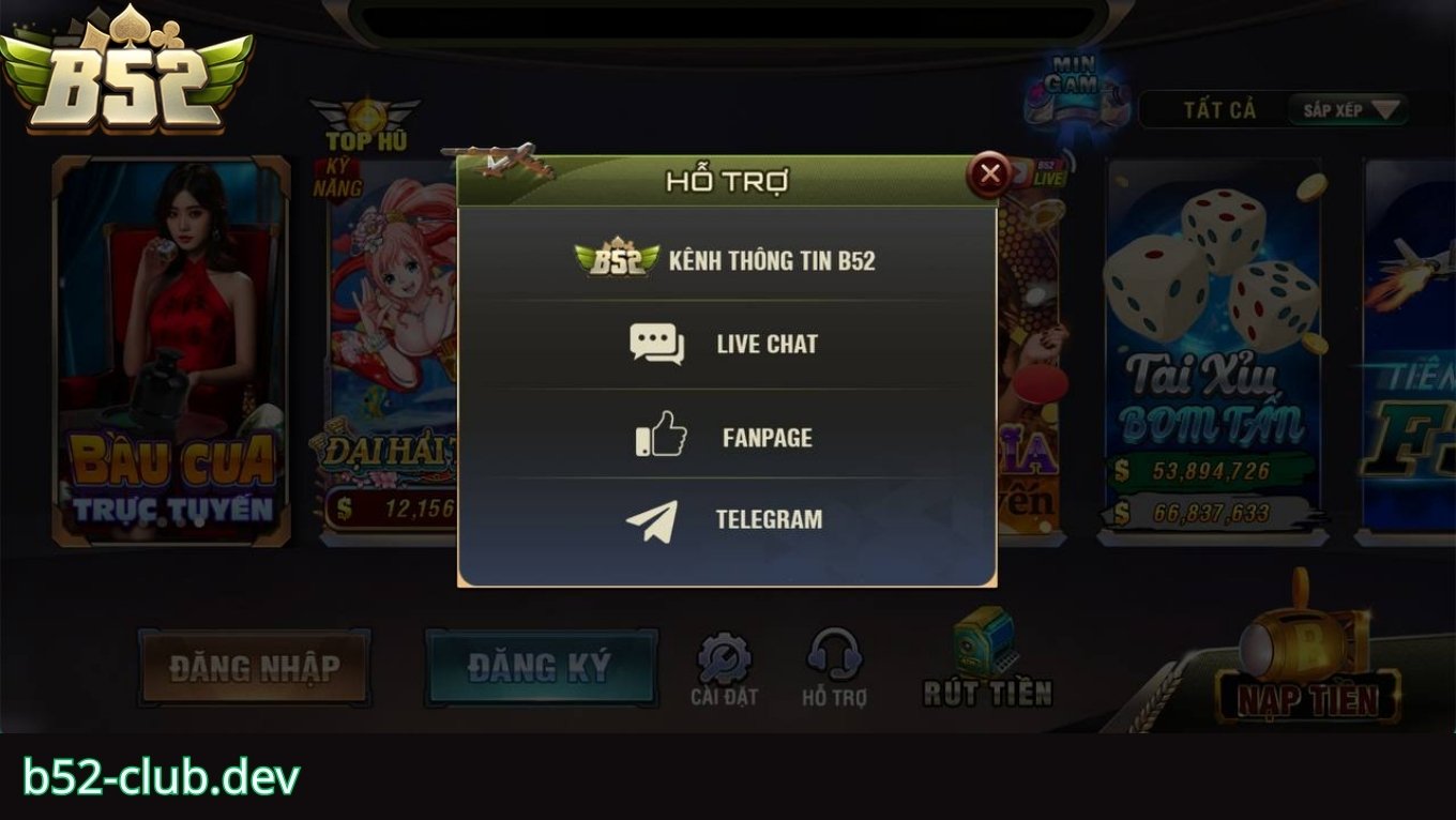 Danh sách các kênh liên hệ B52 CLUB