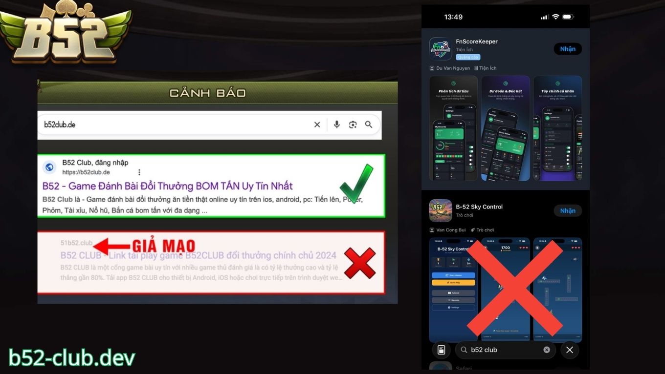 Dấu hiệu phân biệt cổng game B52 CLUB giả mạo