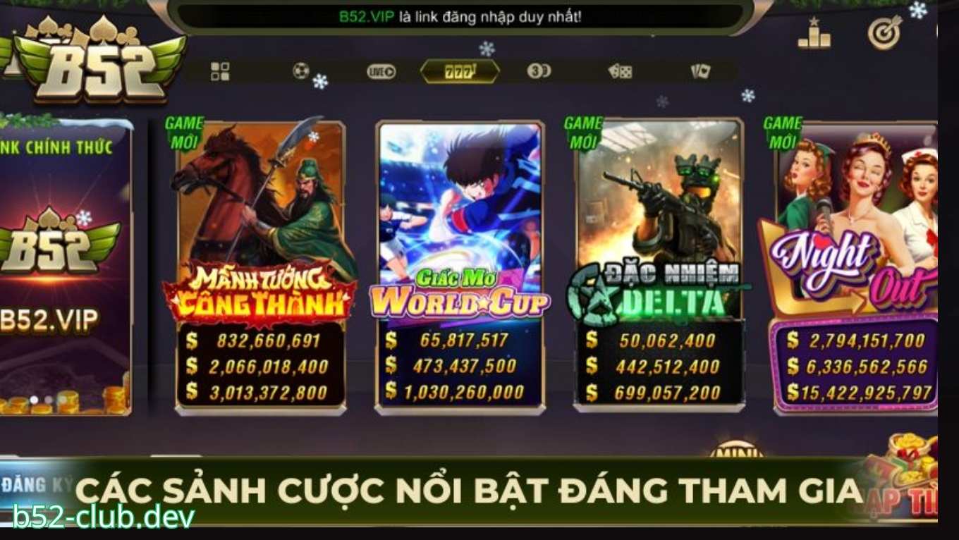 Giao diện chính chủ của cổng game B52 CLUB
