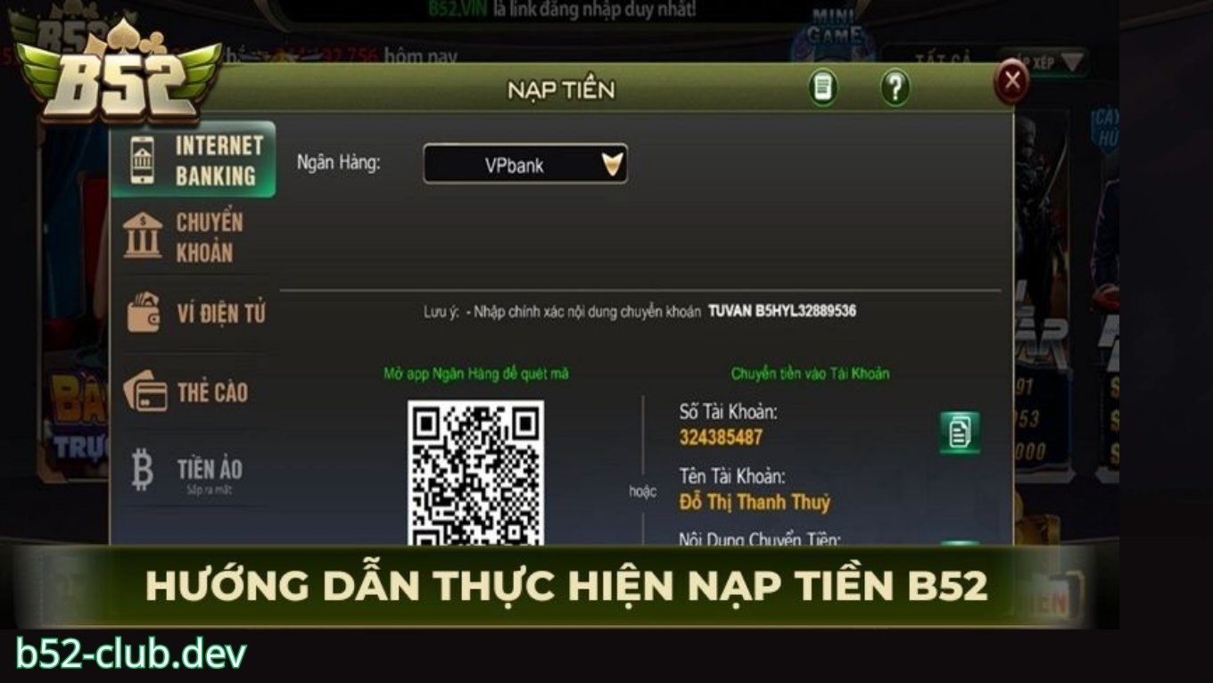 Quy trình nạp tiền B52 CLUB siêu tốc